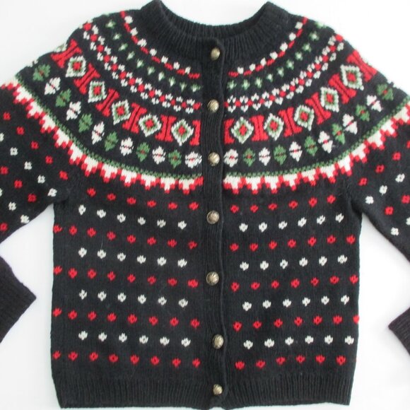 Wool Cardigan Sweater Hand Knit Made in Switzerland Icelandic Nordic Style - Picture 13 of 13